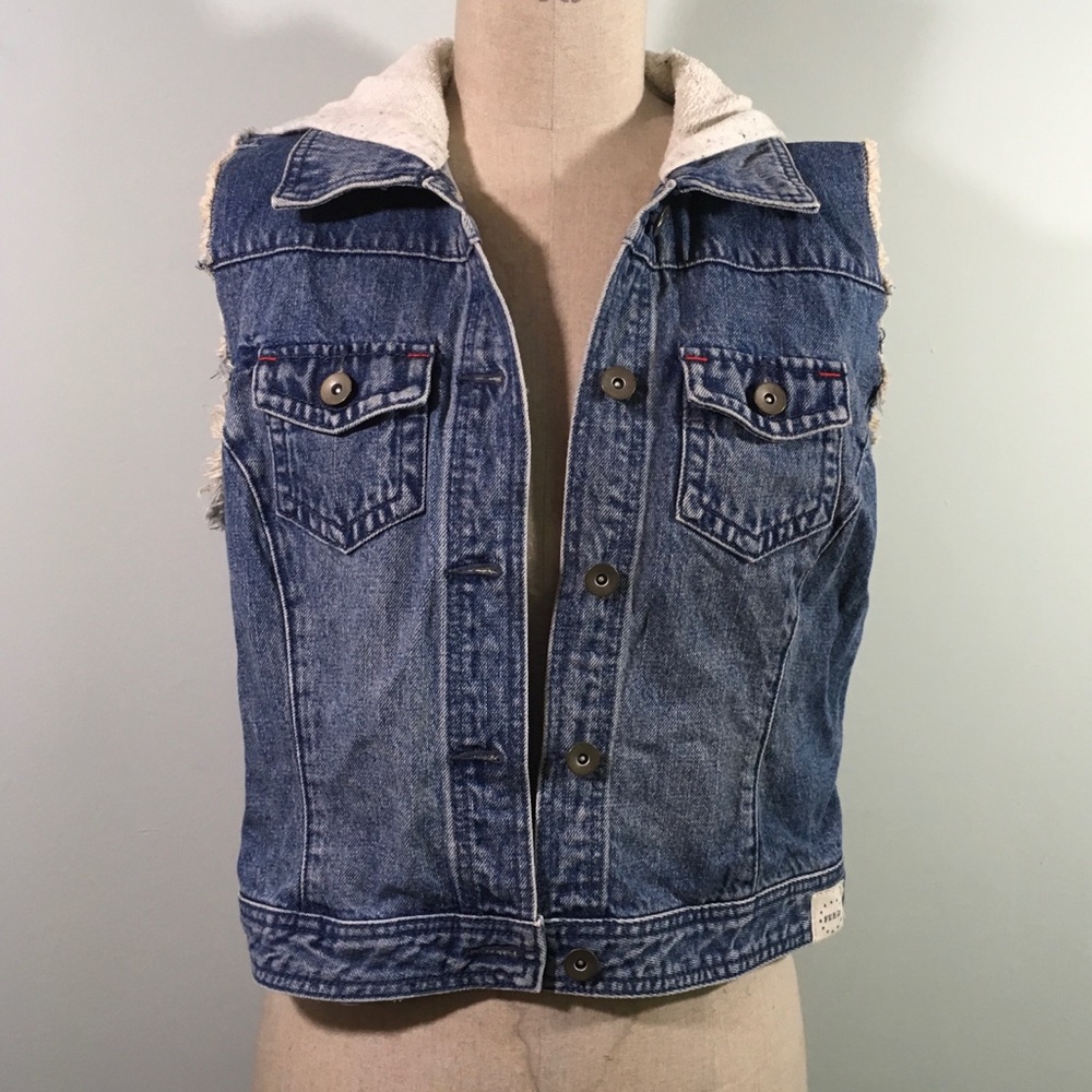 FEED USA + Target // Denim Hoodie Vest // Size L - Picture 1 of 8